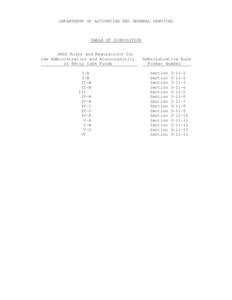 DEPARTMENT OF ACCOUNTING AND GENERAL SERVICES  TABLE OF DISPOSITION DAGS Rules and Regulations for the Administration and Accountability