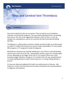 Sinus and Cerebral Vein Thrombosis  A Summary