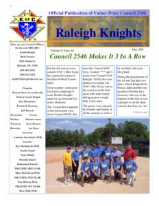 1  Official Publication of Father Price Council 2546 Raleigh Knights Here are your Council Officers