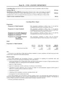 Head 28 — CIVIL AVIATION DEPARTMENT Controlling officer: the Director of Civil Aviation will account for expenditure under this Head. Estimate 2000−01..................................................................