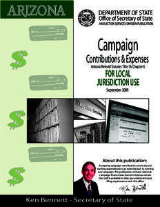 DEPARTMENT OF STATE Office of Secretary of State AN ELECTION SERVICES DIVISION PUBLICATION Campaign Contributions & Expenses