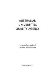 AUSTRALIAN UNIVERSITIES QUALITY AGENCY Report of an Audit of Harvest Bible College