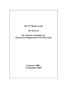The 9th Report on the Work of the Advisory Committee on Post-retirement Employment covering up to and including 31 March 1998