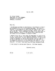 May 23, 1960  Dr. Arthur Pardee Department of Virus ResertscJh University of California