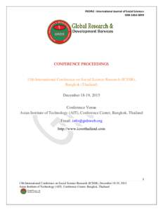PEOPLE : International Journal of Social Sciences ISSNCONFERENCE PROCEEDINGS  13th International Conference on Social Science Research (ICSSR),
