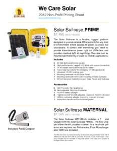 We Care Solar[removed]Non-Profit Pricing Sheet www.wecaresolar.org