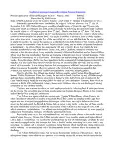 Southern Campaign American Revolution Pension Statements Pension application of Richard Glasgow W7536 Nancy (Ann) fn80NC Transcribed by Will Graves[removed]State of North Carolina, Granville County: Superior Court of law