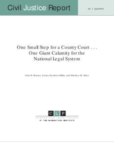 Civil Justice Report  No. 7 April 2003 One Small Step for a County CourtOne Giant Calamity for the