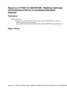 Microsoft Word - DWRC Proposal 2007-Andres-Minus CVs for FY07 Annual Report