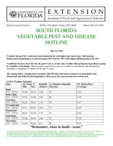 Pesticides / Soil contamination / Pest control / Biological pest control / Agronomy / Thrips palmi / Whitefly / Integrated pest management / Institute of Food and Agricultural Sciences / Agriculture / Environment / Land management