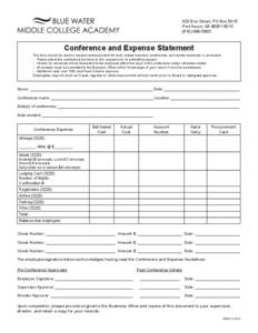 323 Erie Street, PO Box 5015 Port Huron, MI[removed][removed]Conference and Expense Statement