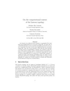 On the computational content of the Lawson topology Fr´ed´eric De Jaeger DI, Ecole Normale Sup´erieure, Paris  ´