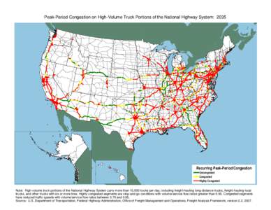 Peak-Period Congestion on High-Volume Truck Portions of the National Highway System: 2035  Recurring Peak-Period Congestion Uncongested Congested Highly Congested