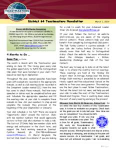 District 64 Toastmasters Newsletter