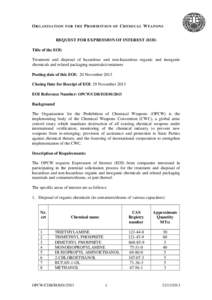 Chemical warfare / International law / Chemical weapon / Organisation for the Prohibition of Chemical Weapons / Hazardous waste / International relations / Weapons of mass destruction / Chemical Weapons Convention