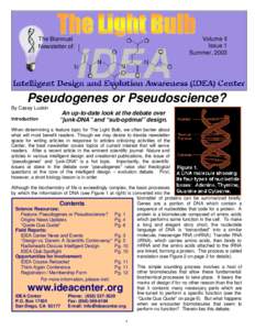 The Biannual Newsletter of: Volume II Issue 1 Summer, 2003
