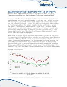 CHARACTERISTICS OF DISTRICTS WITH NO DROPOUTS Xiaoping Wang, Administrative Consultant, Iowa Department of Education Paper presented at the Iowa Risky Business Conference, September 2009 Iowa is one of the five states in