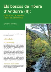 Els boscos de ribera d’Andorra (II): tipificació, cartografia i estat de conservació Andreu Salvat, Bernat Blasi, Miquel Campos i Anna Moles