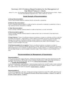 Summary: 2014 Evidence-Based Guideline for the Management of High Blood Pressure in Adults James, P.A., et al., 2014 Evidence-Based Guideline for the Management of High Blood Pressure in Adults – Report From the Panel 