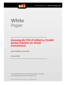 Assessing the TCO of Parallel Backup Solutions for Virtual Environments