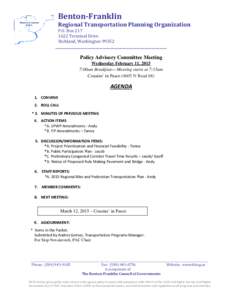 Benton-Franklin Regional Transportation Planning Organization P.O. BoxTerminal Drive Richland, Washington__________________________________________________________________