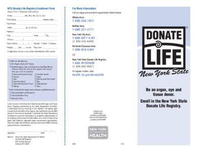NYS Donate Life Registry Enrollment Form