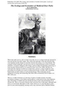 Rotherham, I.D[removed]The ecology and economics of medieval deer parks. Landscape Archaeology and Ecology, 6, 86-102.