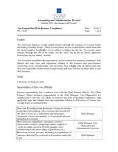 Accounting and Administrative Manual Section 100: Accounting and Finance Tax-Exempt Bond Post-Issuance Compliance No.: E-03  Date: