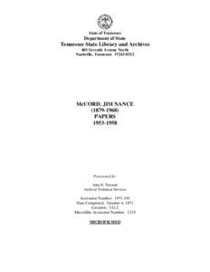 Jim Nance McCord / Gordon Browning / Lewisburg /  Tennessee / James W. McCord /  Jr. / Tennessee / Southern United States / Confederate States of America