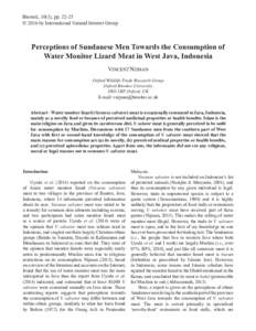 Biawak, 10(1), pp © 2016 by International Varanid Interest Group Perceptions of Sundanese Men Towards the Consumption of Water Monitor Lizard Meat in West Java, Indonesia VINCENT N,-0$1