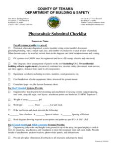 COUNTY OF TEHAMA DEPARTMENT OF BUILDING & SAFETY 444 Oak St. 2nd Floor Room H Red Bluff, CA[removed]Tehama County Courthouse Annex e-mail: [removed]