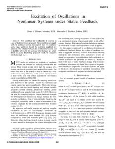 Excitation of Oscillations in Nonlinear Systems under Static Feedback