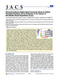 Article pubs.acs.org/JACS Chemical Analog-to-Digital Signal Conversion Based on Robust Threshold Chemistry and Its Evaluation in the Context of Microﬂuidics-Based Quantitative Assays