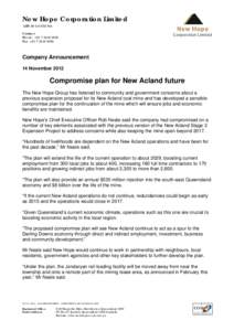 Microsoft WordNHCL - ASX Announcement - Compromise Plan for New Acland