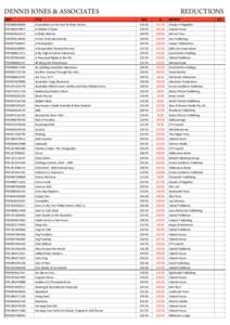 DENNIS JONES & ASSOCIATES  REDUCTIONS ISBN