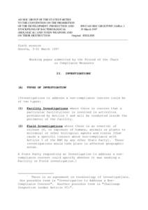 AD HOC GROUP OF THE STATES PARTIES TO THE CONVENTION ON THE PROHIBITION OF THE DEVELOPMENT, PRODUCTION AND BWC/AD HOC GROUP/WP.136/Rev.1 STOCKPILING OF BACTERIOLOGICAL 19 March 1997