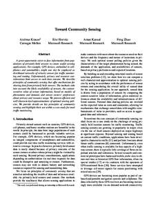 Toward Community Sensing Andreas Krause1 Carnegie Mellon Eric Horvitz Microsoft Research