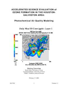 ACCELERATED SCIENCE EVALUATION of OZONE FORMATION IN THE HOUSTONGALVESTON AREA: Photochemical Air Quality Modeling Working Committee David Allen, University of Texas