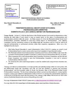 THIRTEENTH JUDICIAL CIRCUIT COURT OF FLORIDA Professionalism Committee SUBMITS ITS[removed]ANNUAL REPORT ON PROFESSIONALISM