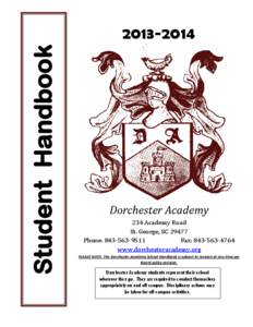 Student Handbook[removed]Dorchester Academy 234 Academy Road