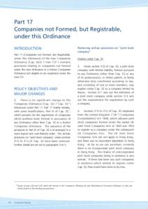 Part 17 Companies not Formed, but Registrable, under this Ordinance INTRODUCTION Part 17 (Companies not Formed, but Registrable, under this Ordinance) of the new Companies