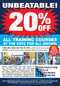UNBEATABLE!  ALL TRAINING COURSES AT THE CSTC FOR ALL UNIONS!