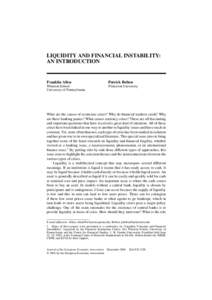 LIQUIDITY AND FINANCIAL INSTABILITY: AN INTRODUCTION . . .