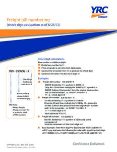 Freight bill numbering (check digit calculation as ofCheck digit calculationsX