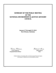 NEJAC Public Meeting Summary, January 27-29, 2010