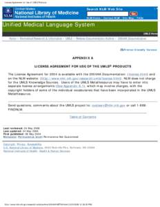 Appendix A.1 2004AA UMLS Appendix to the License Agreement