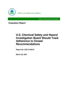 U.S. Chemical Safety and Hazard Investigation Board / CSB / National Transportation Safety Board / Inspector General / Transportation Safety Board of Canada / Independent agencies of the United States government / Transport / Safety