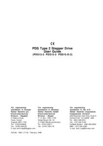 PDS Type 2 Stepper Drive User Guide (PDS13-2 PDS15-2 PDS15-D-2) For engineering assistance in Europe: