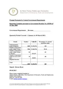 Prompt Payments by Central Government Departments