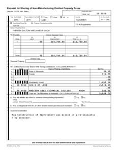 Request for Sharing of Non-Manufacturing Omitted Property Taxes - Add 2012